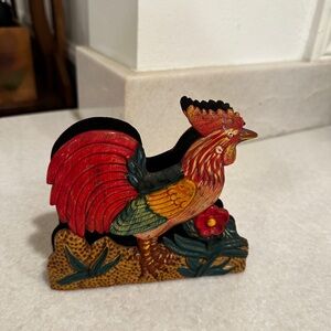Vintage rooster chicken napkin holder